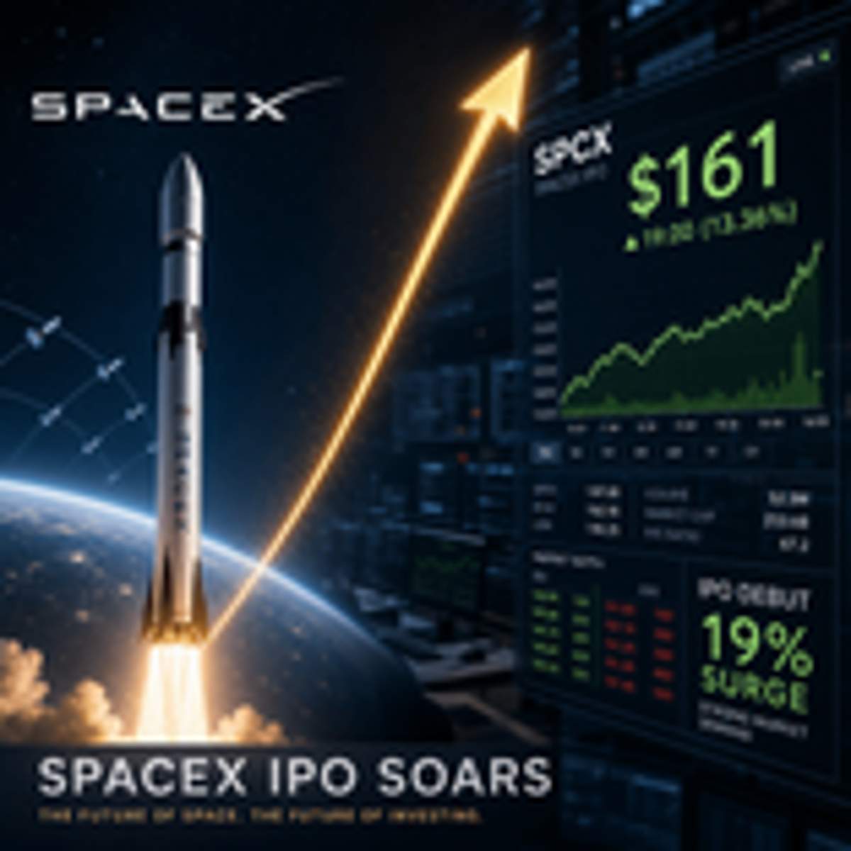 SpaceX Stock Soars 19% to $161 in Historic IPO Debut