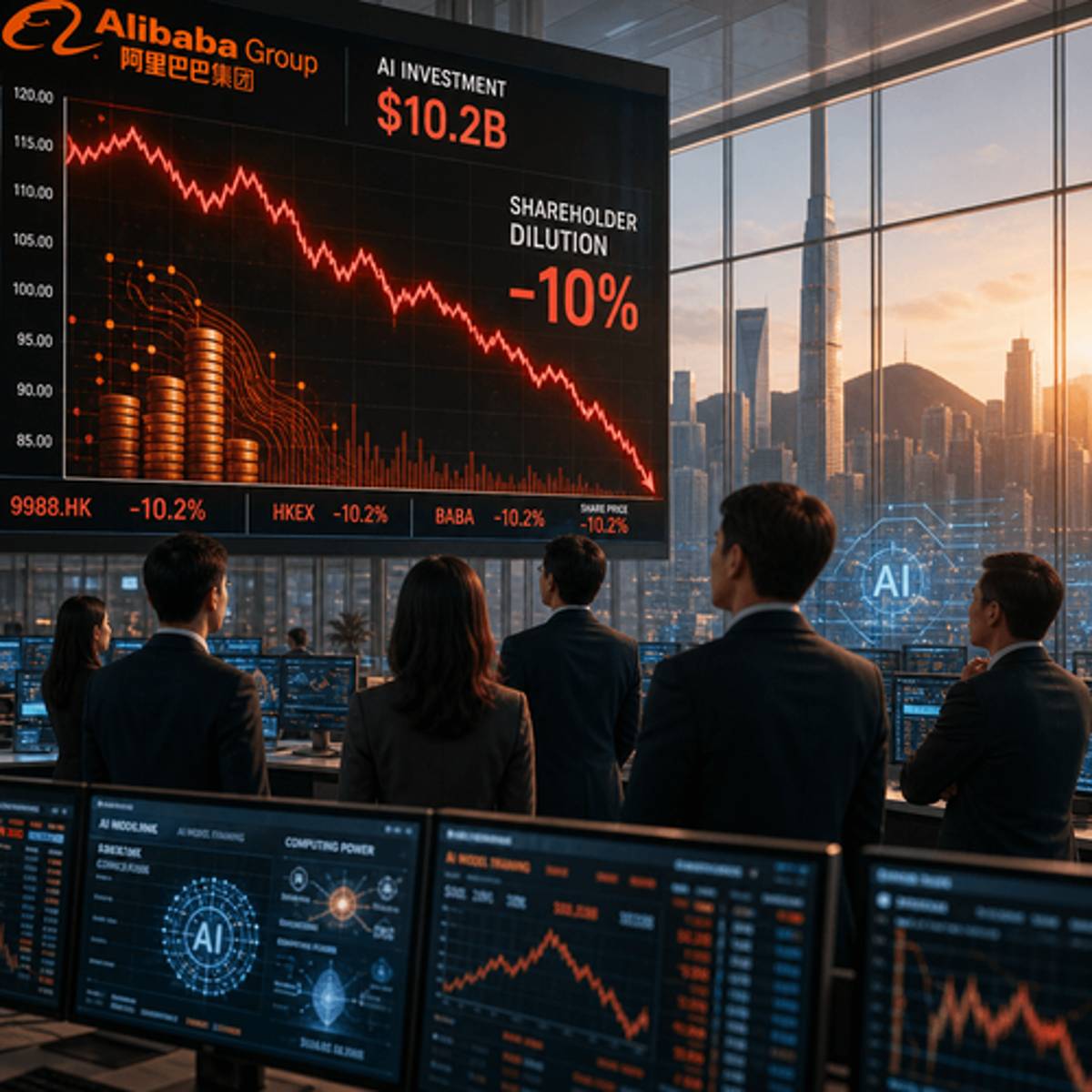 Alibaba Shares Tank 10% on $10.2B AI Funding Blitz