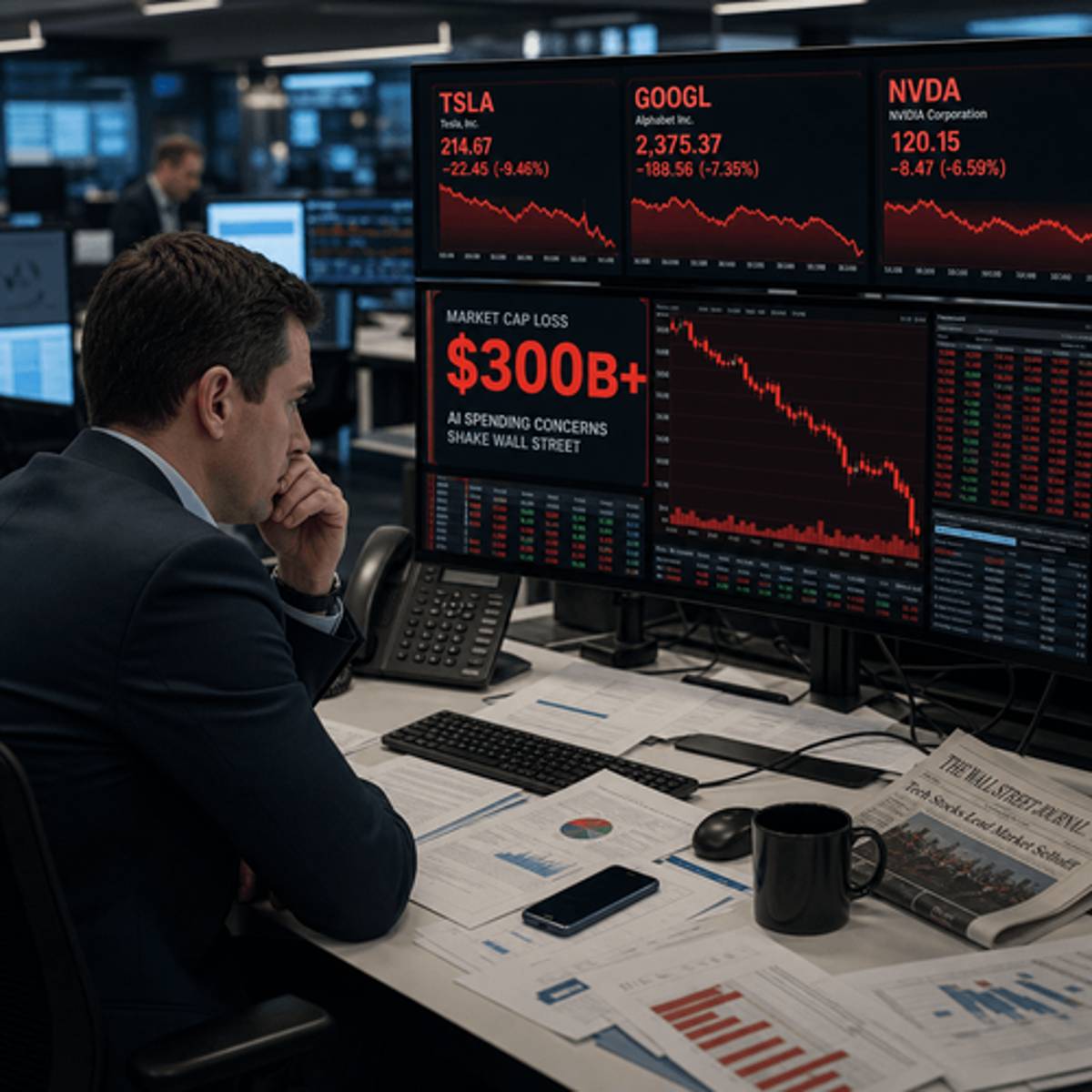 Tesla, Alphabet Shed $300B+ as AI Spending Spooks Wall Street