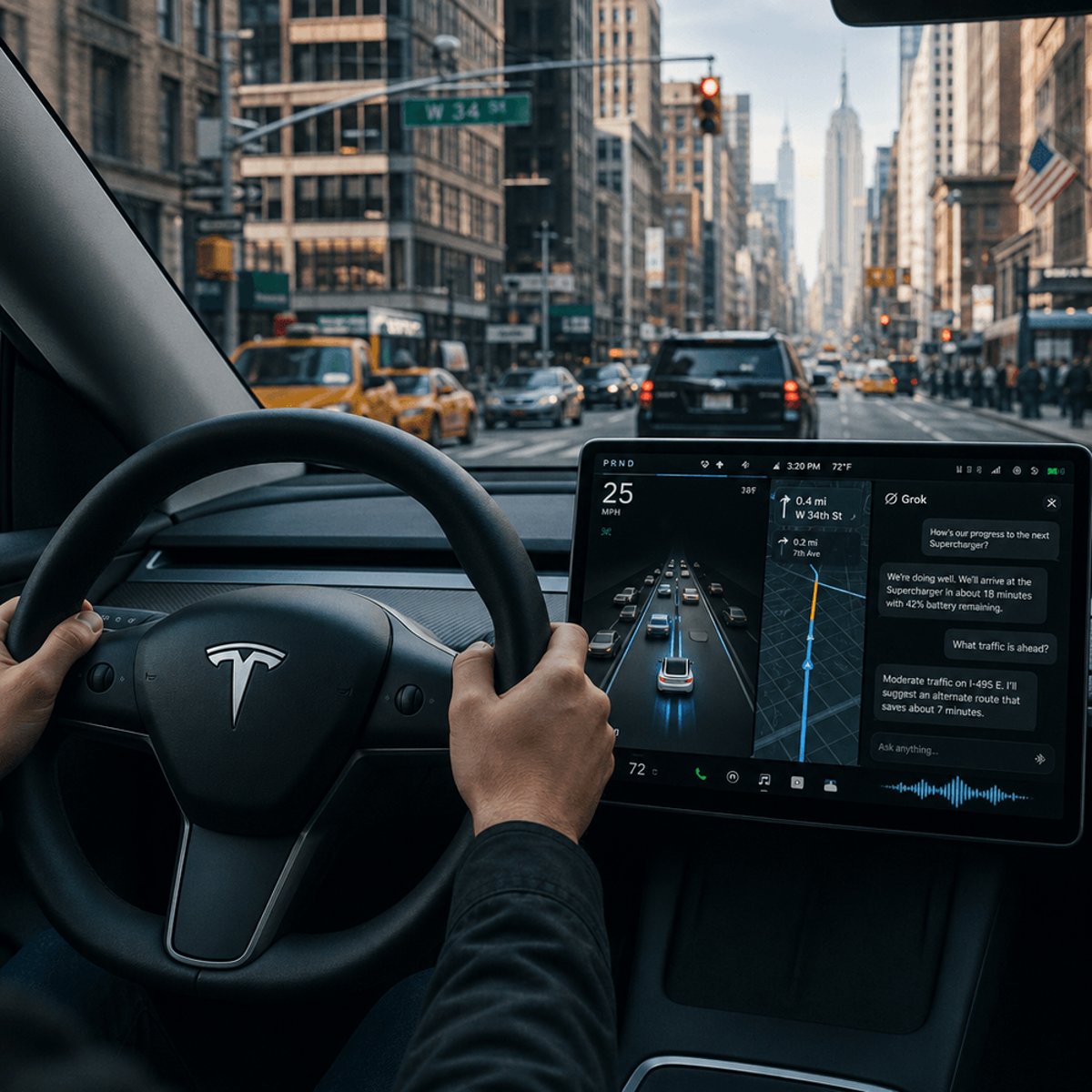 Grok Meets Tesla FSD: Inside NYC's AI Chatbot Test Drive