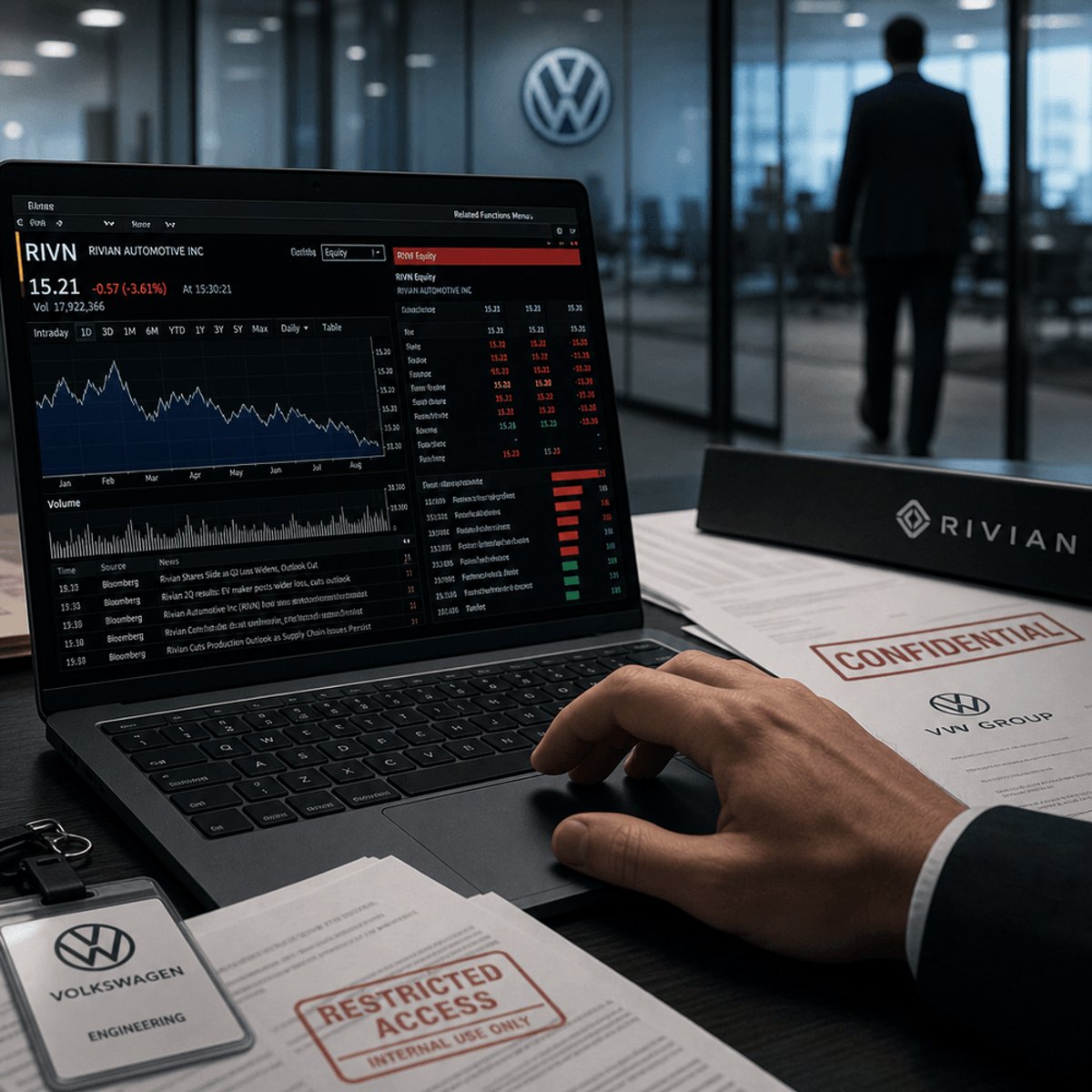 VW Engineers Charged With Insider Trading on Rivian Deal