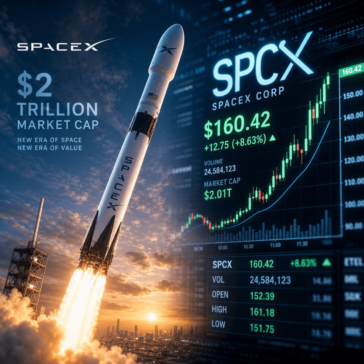 SpaceX Rockets Past $160, Hits $2 Trillion Milestone in IPO Debut