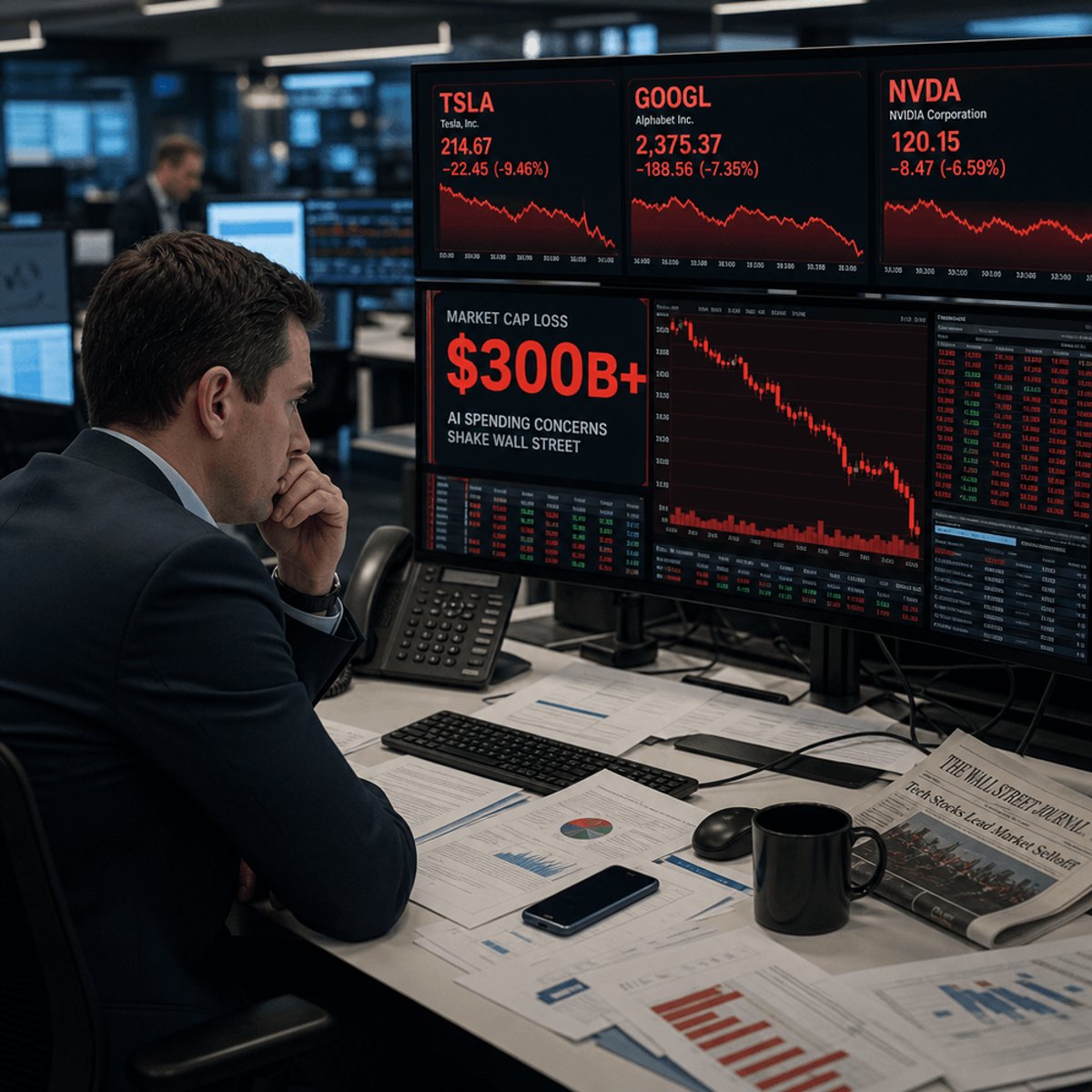 Tesla, Alphabet Shed $300B+ as AI Spending Spooks Wall Street
