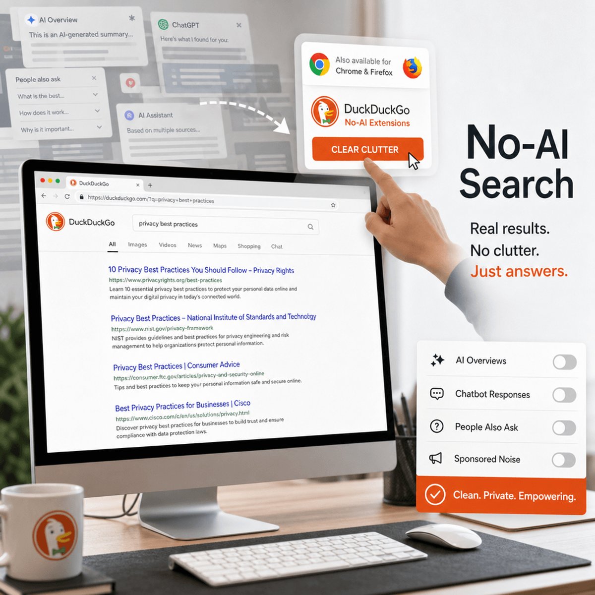 DuckDuckGo Launches 'No-AI' Extensions as Traffic Surges