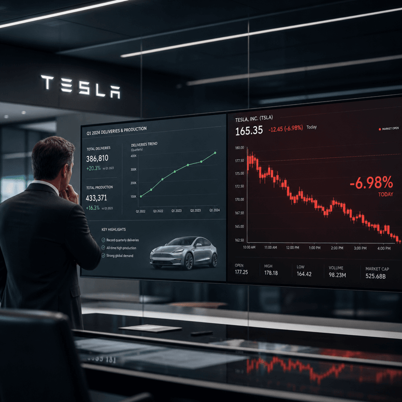 Tesla Tumbles 7% Despite Delivery Beat in Investor Revolt